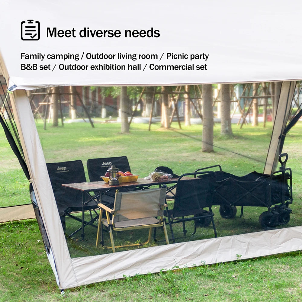210D Outdoor 6-10p family camping anti-mosquito large canopy Portable folding tent sun protection waterproof beach park pergola