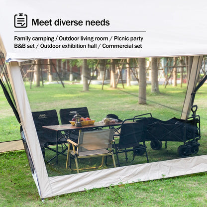 210D Outdoor 6-10p family camping anti-mosquito large canopy Portable folding tent sun protection waterproof beach park pergola