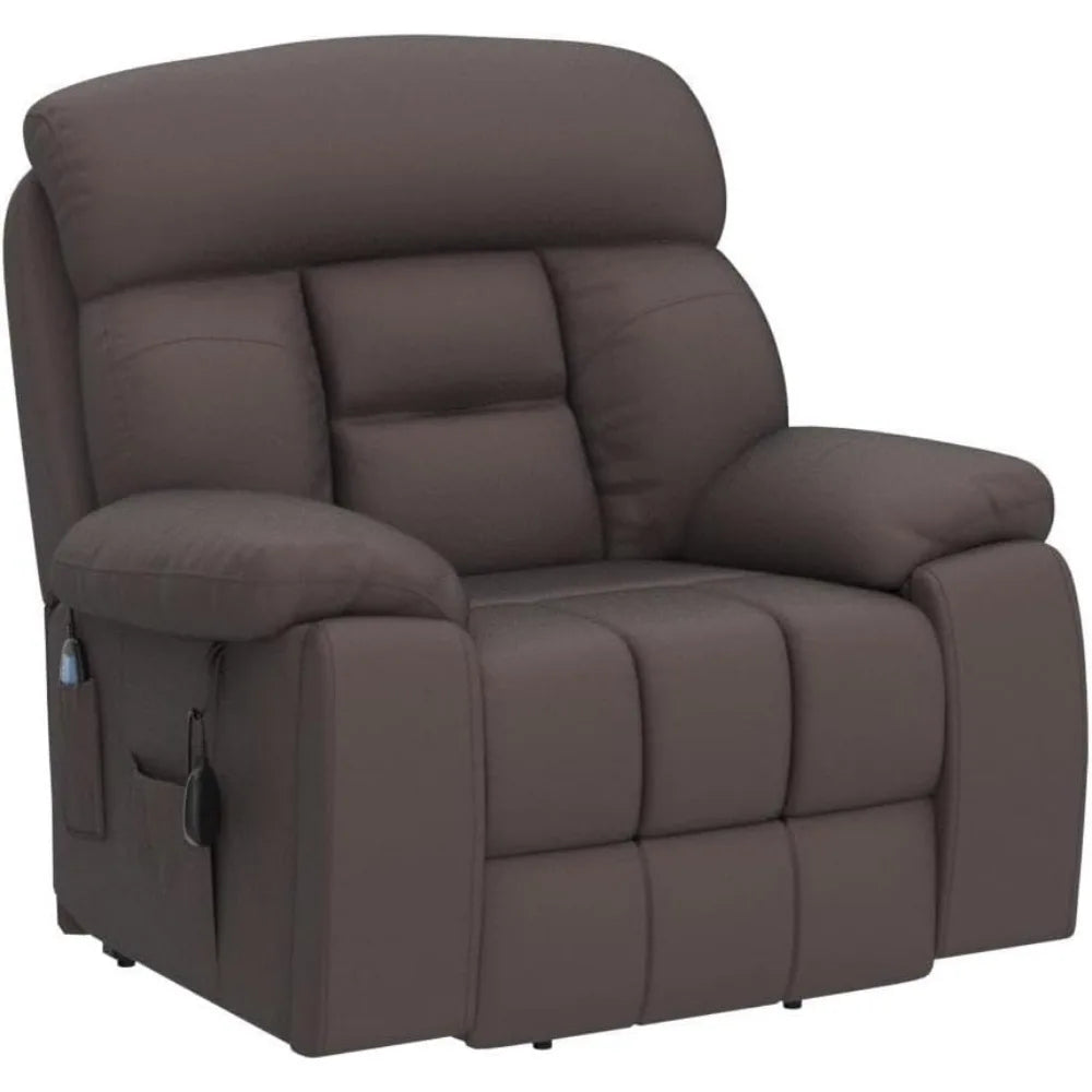 Lift Recliner for Big and Tall Seniors: 9689 High Density Foam Lift Chair with Heat and Vibration Massage, 2 Side Pockets, 2 Cup