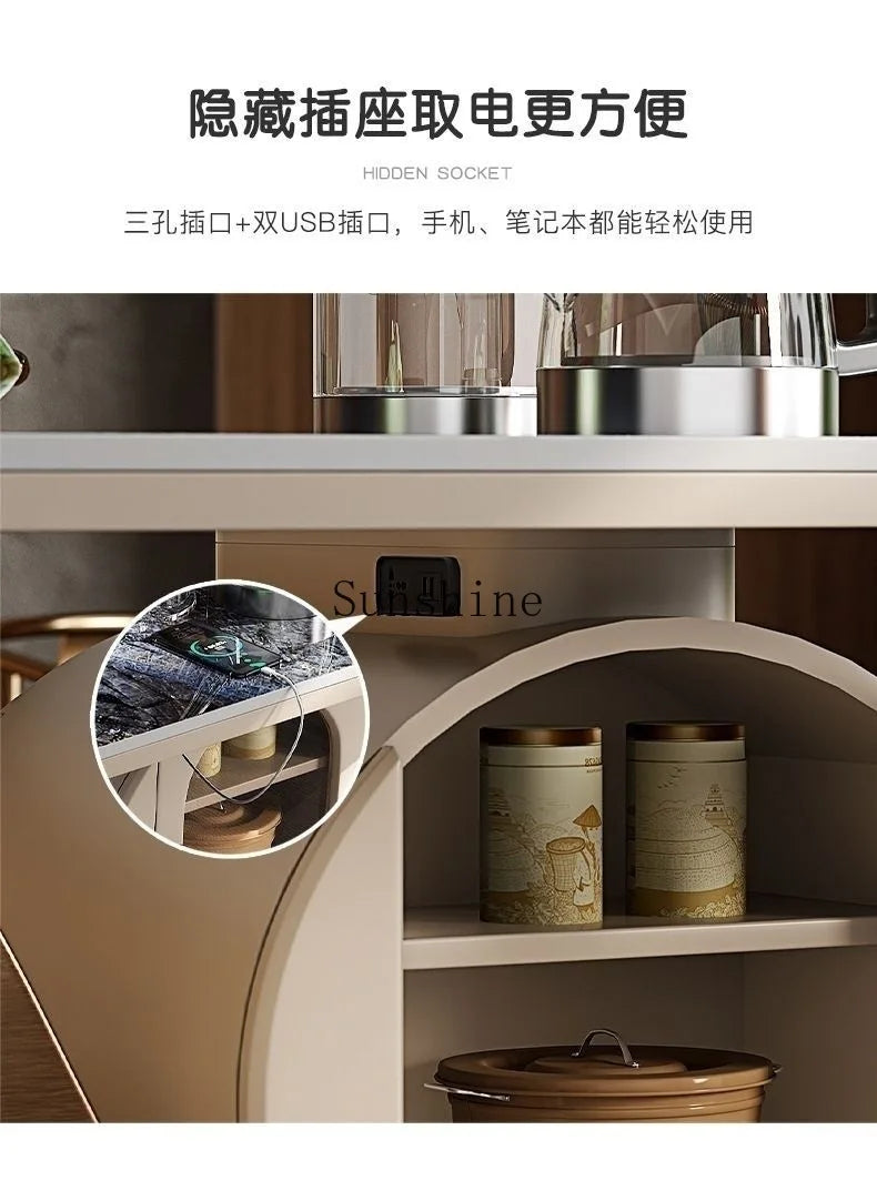 Light luxury rock slab table and chair combination modern minimalist design, creative high-end villa office tea table