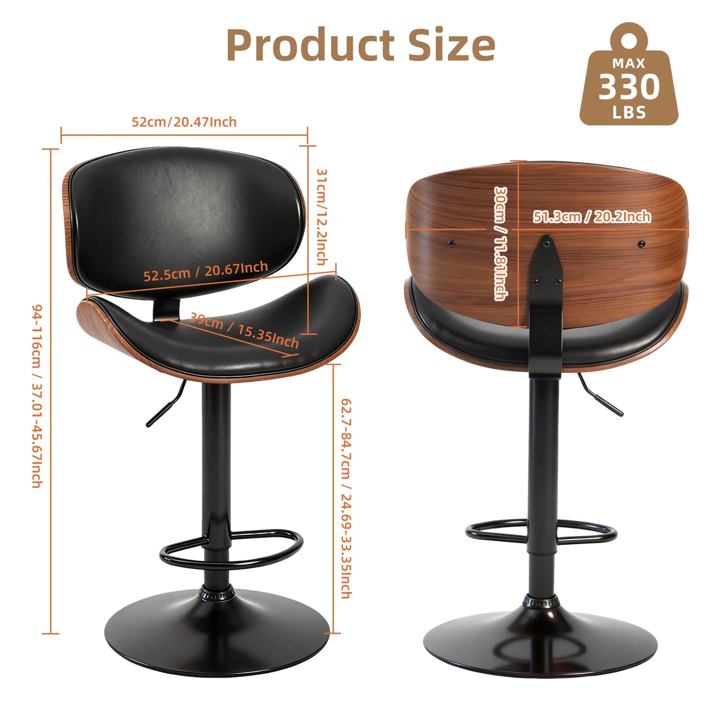 JHK – chaise d'ordinateur de bureau ergonomique pivotante et réglable, Support lombaire en cuir PU avec dossier et repose-pieds pour le bureau