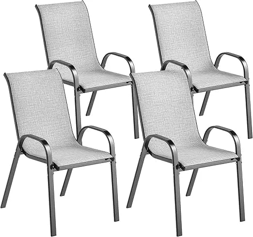 Outdoor Dining Chairs Set of 4, Stackable Patio Dining Chairs, High Back Outdoor Patio Chairs with Breathable Mesh Seat