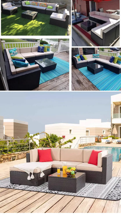 Outdoor sofa combination courtyard garden balcony rattan table and chairs terrace waterproof and sun protection outdoor