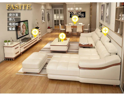 Long - lasting Genuine leather sofa, cowhide top layer, large and small unit, living room corner combination