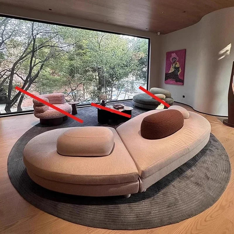 1PCS kXS French Pebble Sofa Designer Large Flat Layer Love Special-shaped Green Fabric Module Combination Arc