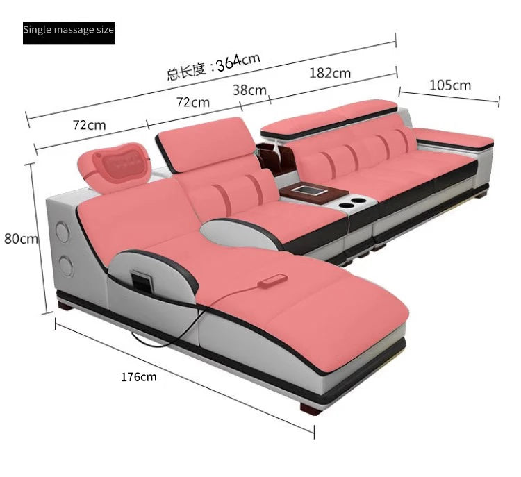 Massage Modern Leather Sofa Luxury Multi Functional Italian Recliner Sofa Couch Puffs Divano Da Soggiorno Living Room Furniture