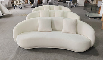 &Modern Villa Living Room Single Three Person Sofa Set Household Beige Lamb Fabric Cashew Nut Arc Creative Sofa