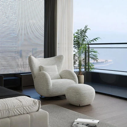 Rotatable antelope single sofa living room fabric leisure chair antique bedroom home lazy sofa