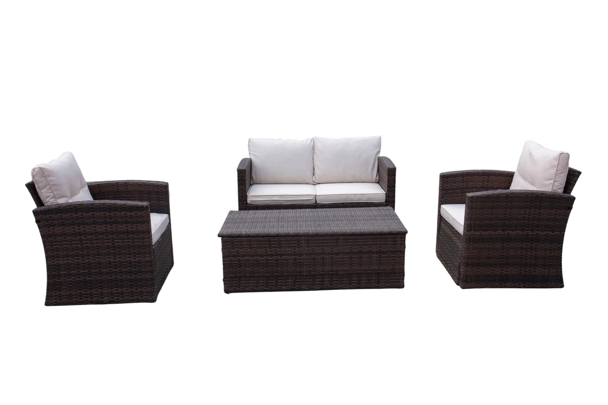 Modern Outdoor Rattan Sofa Set for Patio Balcony Living Room or Courtyard-Woven Wicker Chair Combination for Park Leisure