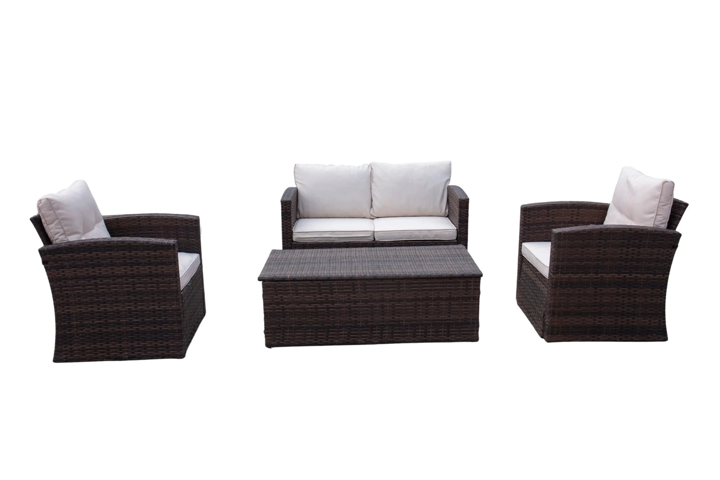 Modern Outdoor Rattan Sofa Set for Patio Balcony Living Room or Courtyard-Woven Wicker Chair Combination for Park Leisure