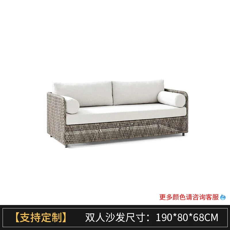 Nordic outdoor sofa, courtyard, terrace, balcony, leisure rattan chair, living room, outdoor waterproof High Quality