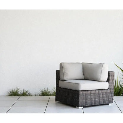 Brown Wicker Sectional Corner Sofa Set - Comfortable Outdoor Furniture for Living Room and Patio