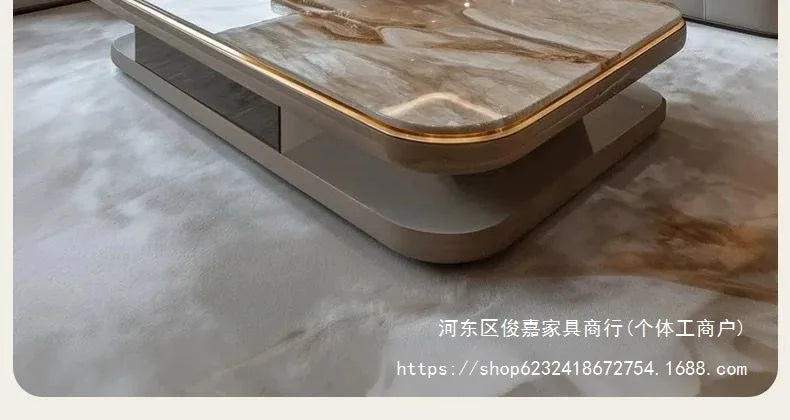 Light luxury modern coffee table microcrystalline stone high-end home high-end new living room villa marble lengthening