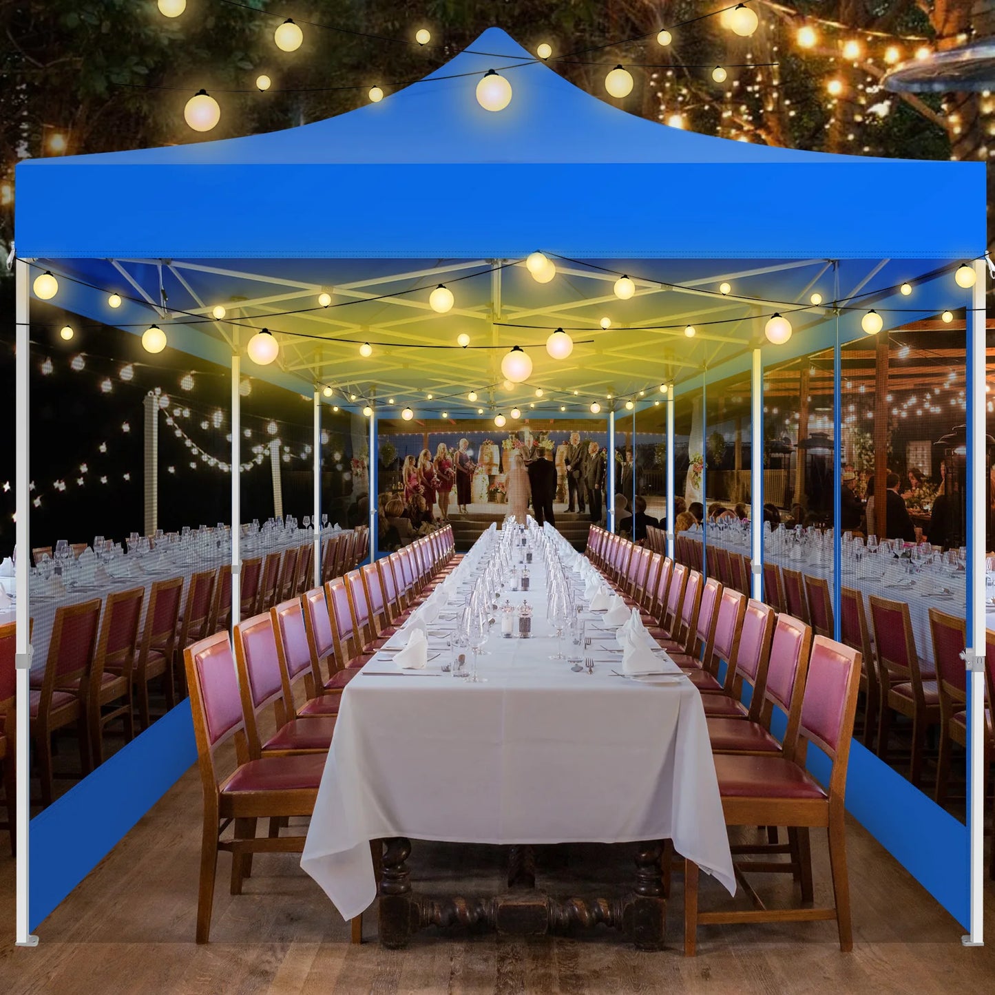 10x30FT Canopy Tent with 8 Sidewalls,Heavy Duty Pop up Canopy Party Tent with Mosquito Netting,Easy up Screen Canopy for Parties