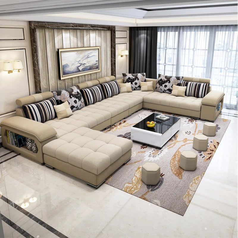 Fabric sofa, simple and modern size, living room, Nordic latex technology fabric sofa