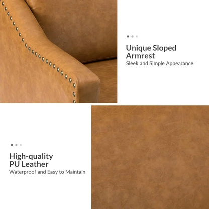 Leather-Look Club Chair with Cushions and Traditional Styling, Comfortable Upholstered Seat and Back