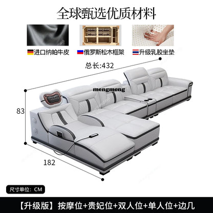 Multifunction Modern Sofas Genuine Leather Minimalist Electric Apartment Living Room Sofas Massage Comfortable Muebles Furniture