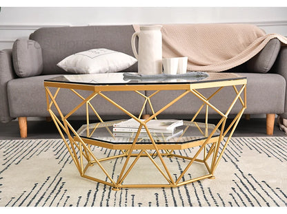 Nordic Glass Living Room Coffee Tables Light Luxury Modern Toughened Glass Bedroom Corner Table Iron Coffee Table Home Furniture