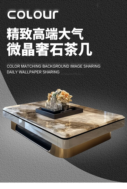 l*Light luxury large coffee table microcrystalline stone modern large apartment flat marble 2025 new
