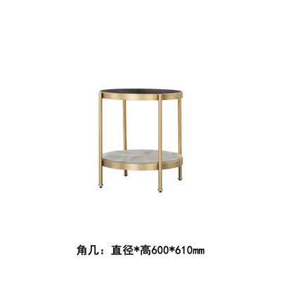 American modern simple living room solid wood fabric sofa French champagne gold combination full set of furniture