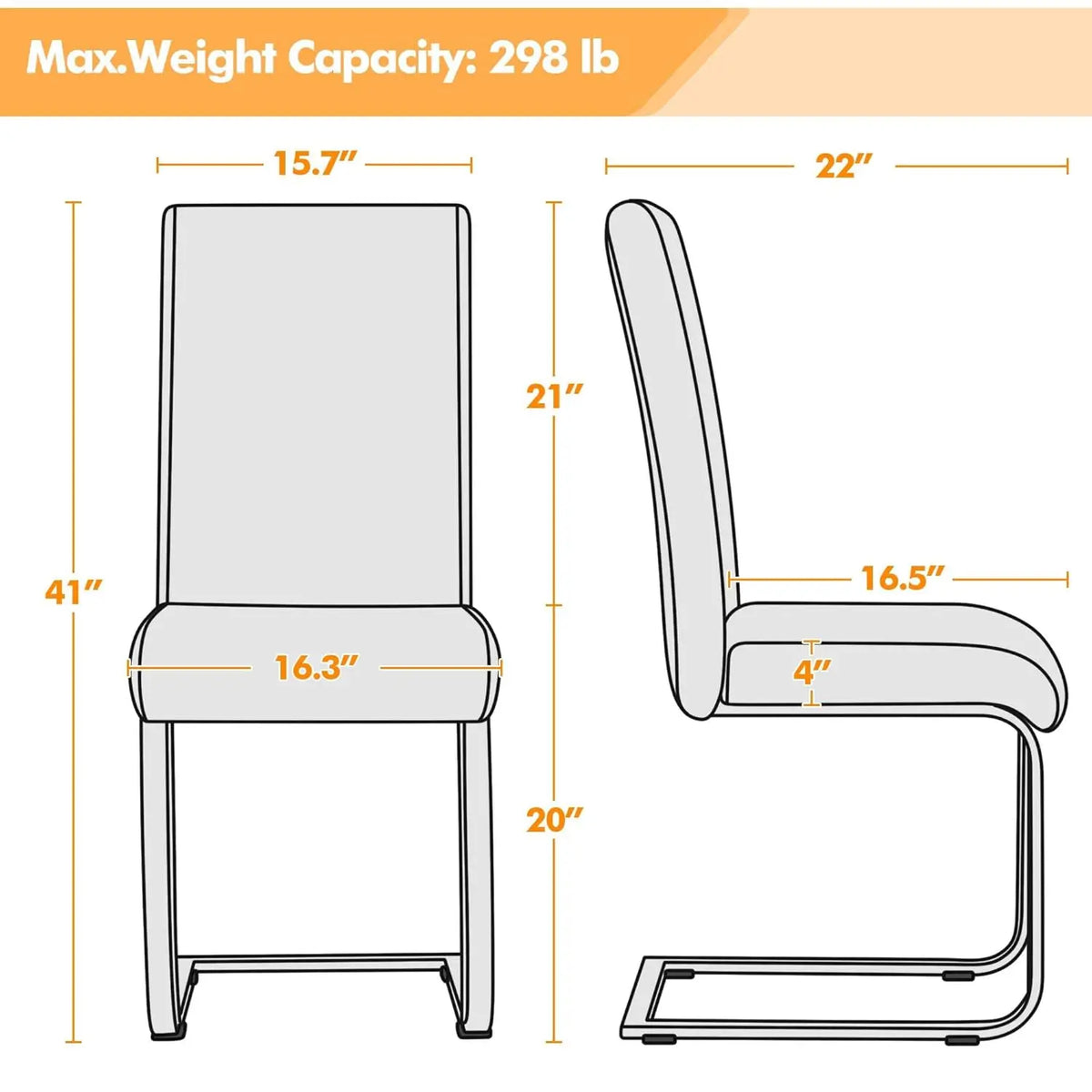 Set of 2 Chrome Metal Finish Side Chairs, Gray-Taupe Faux Leather Upholstery, Casual Dining Furniture