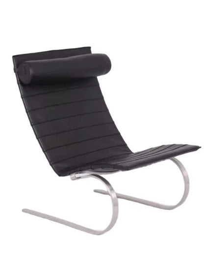 Black leather pad stainless steel frame, lounge chair, living room chair