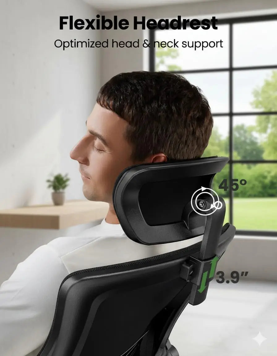 Ergonomic Office Chair with Mesh Back, Adjustable Lumbar Support & Flip-up Armrests – Bright Black