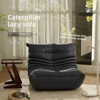 Single sofa living room bedroom lazy fabric leather leisure chair small apartment cream wind