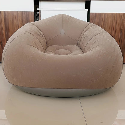 Inflatable Lazy Chair Portable Foldable Single Sofa with Soft Fleece No Assembly Indoor Outdoor Use