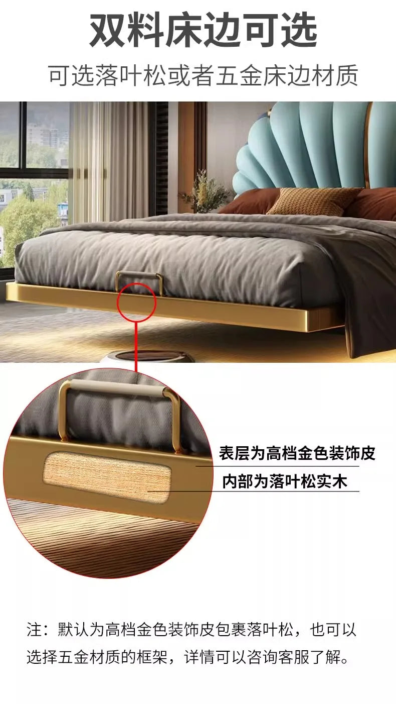 Luxury Upholstered Bed Upholstered Queen Size Minimalist Double Bed French Nightstands Camas De Dormitorio Bedroom Accessories