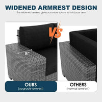 QAZ8-7 Piece Patio Furniture Set Fire Pit Table. Outdoor Conversation Sets Wicker Rattan Sectional Sofa with Coffee TSZ