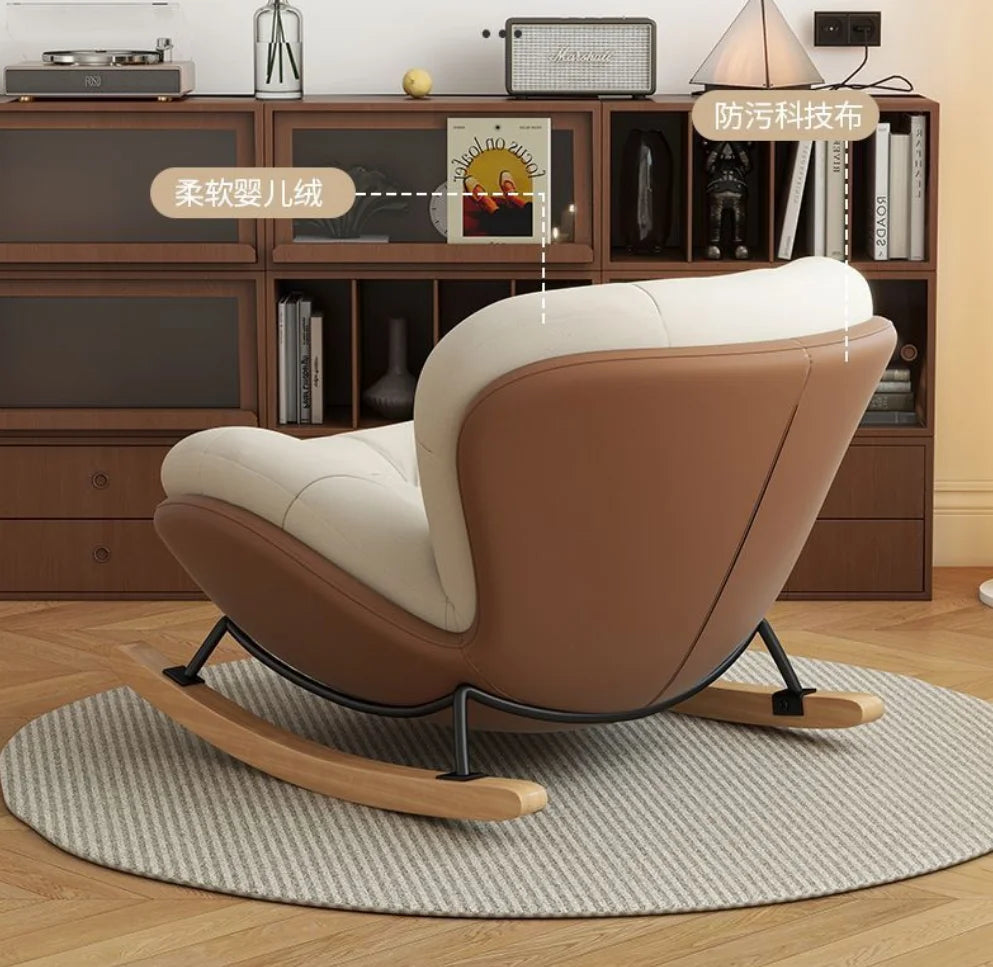 Cozy Snail Wooden Rocking Chair for Balcony and Living Room Lazy Large Rocking Sofa Chair for Leisure Time in Living Room