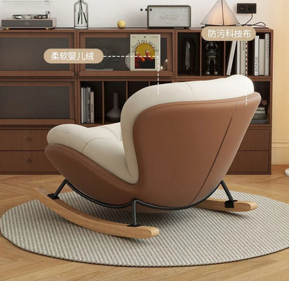 Cozy Snail Wooden Rocking Chair for Balcony and Living Room Lazy Large Rocking Sofa Chair for Leisure Time in Living Room