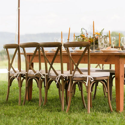 Stackable Natural Wood Grain Cross Back Chair for Outdoor Events Party Wedding