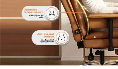 Ergonomic Leather Office Chair with High Backrest Recline Lumbar Support Executive Desk Chair Gaming Ready Comfort Furniture