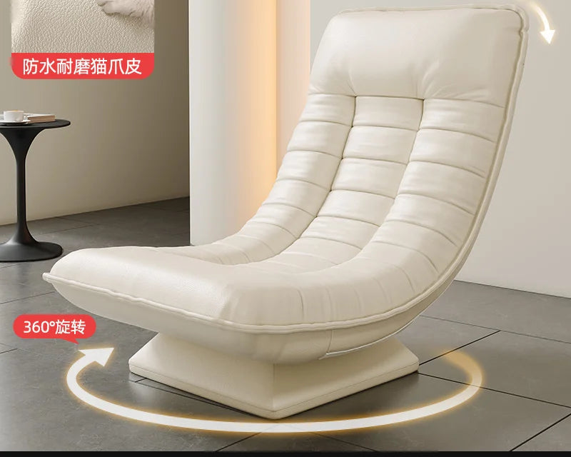 Fashion single sofa chair rotatable Italian light luxury living room balcony casual reclining sofa moon swivel chair