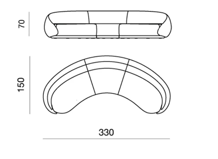 Sili Style Living Room Moon Faux Leather Fabric Nordic Designer Semi-Arc Light Luxury Cashew Curved Sofa living room furniture
