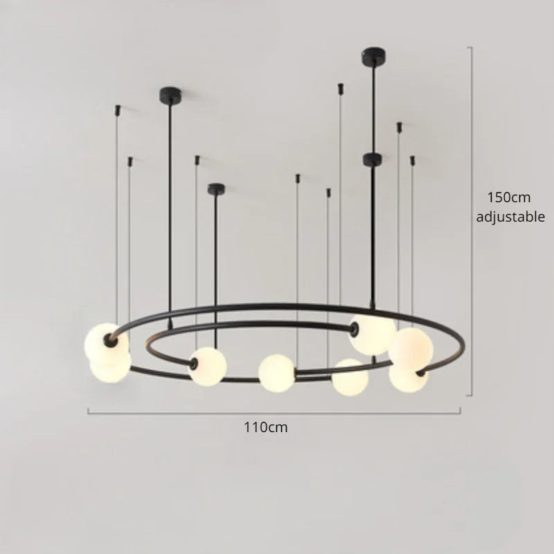 NEW 2025 Nordic Modern Creative Ring Pendant Chandelirer for Living Room Planet Round Hanging Lamp Glass Lampshade Decoration Li