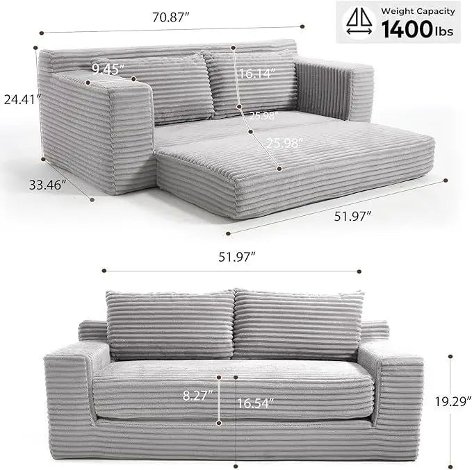 JC Modular Fabric Folding Vacuum Compression Sofa Bed Living Room Sofa Sponge Lazy Frameless Boneless Sofa Chair