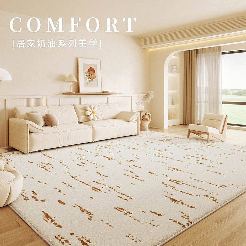 Cream Style Bedroom Decor Carpet Light Luxury Carpets for Living Room Fluffy Soft Art Design Lounge Rug Home Thickened Plush Mat