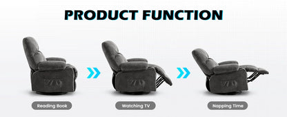 MAHOMICO Recliner Chair Oversized Swivel Rocker with Vibration Massage & Lumbar Heating, 360° Swivel, USB Charging Port