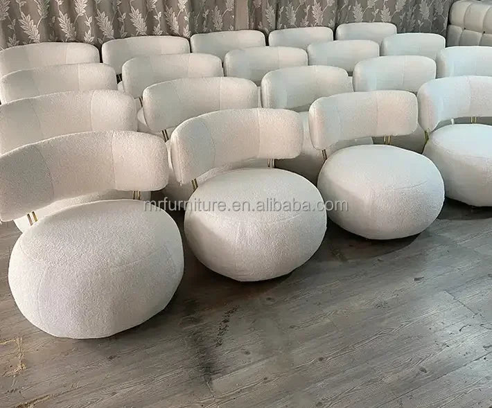 z Luxury Nordic Lounge Chair Stainless Steel Single Chair Soft Fur Boucle Accent Chair for Home Hotel