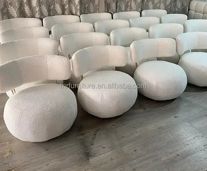 z Luxury Nordic Lounge Chair Stainless Steel Single Chair Soft Fur Boucle Accent Chair for Home Hotel