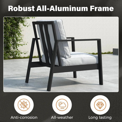 Aluminum Outdoor Patio Sofa, Water-Resistant Metal 3-Seat Outdoor Couch with 5 inch Thick Cushions, Outdoor, Customized
