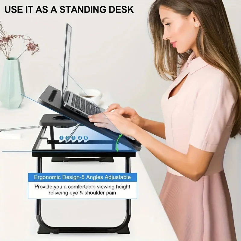 Adjustable Foldable Laptop Desk Portable Ergonomic Stand for Bed Sofa Notebook