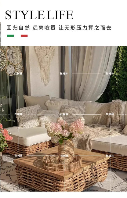 Outdoor rattan sofa courtyard South East Asia style bed and breakfast terrace garden balcony leisure