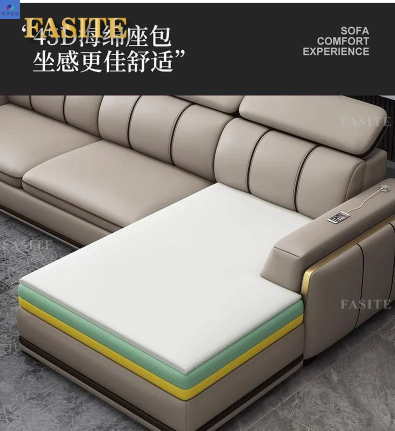 Luxury First-Layer Sofa Classic Light Living Room Size Princess Apartment Straight Row Home Combination