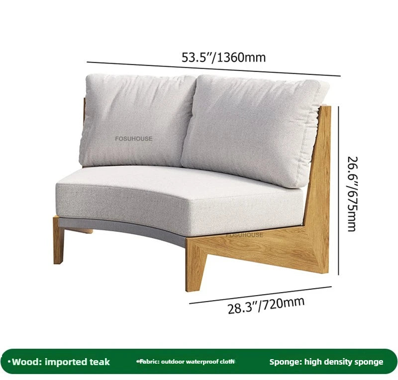 Designer Round Outdoor Sofas Combination Nordic Solid Wood Open-air Lounge Chair Home Patio Furniture Leisure Garden Sofa Chair