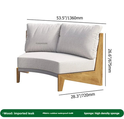 Designer Round Outdoor Sofas Combination Nordic Solid Wood Open-air Lounge Chair Home Patio Furniture Leisure Garden Sofa Chair