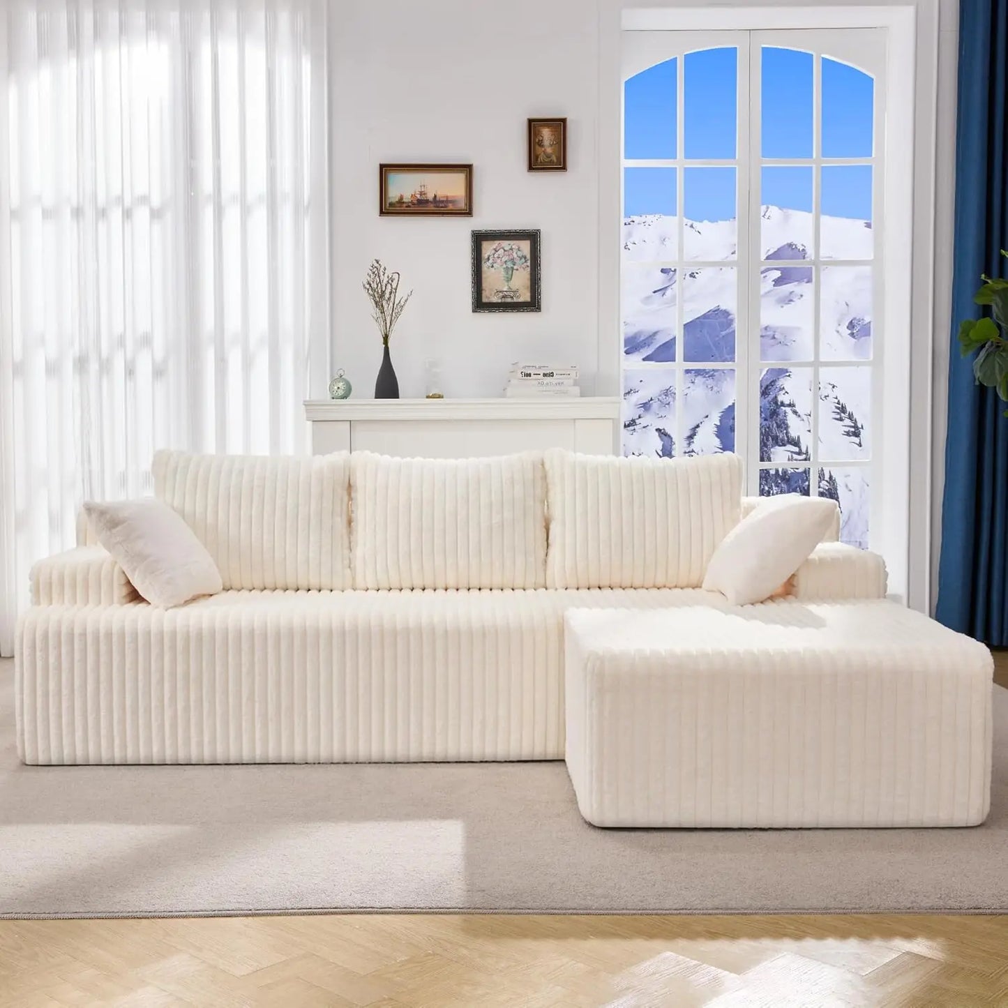 Modular Sectional Sofa Boneless Couch L-Shape Couch 3 Seat Modular Couch Memory Foam Sectional Couches for Living Room, Custom